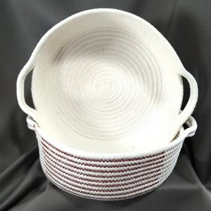 2 Cotton Rope Storage Basket Clothes Bin Towel Container Bag Holder 9.5" x 3.75"